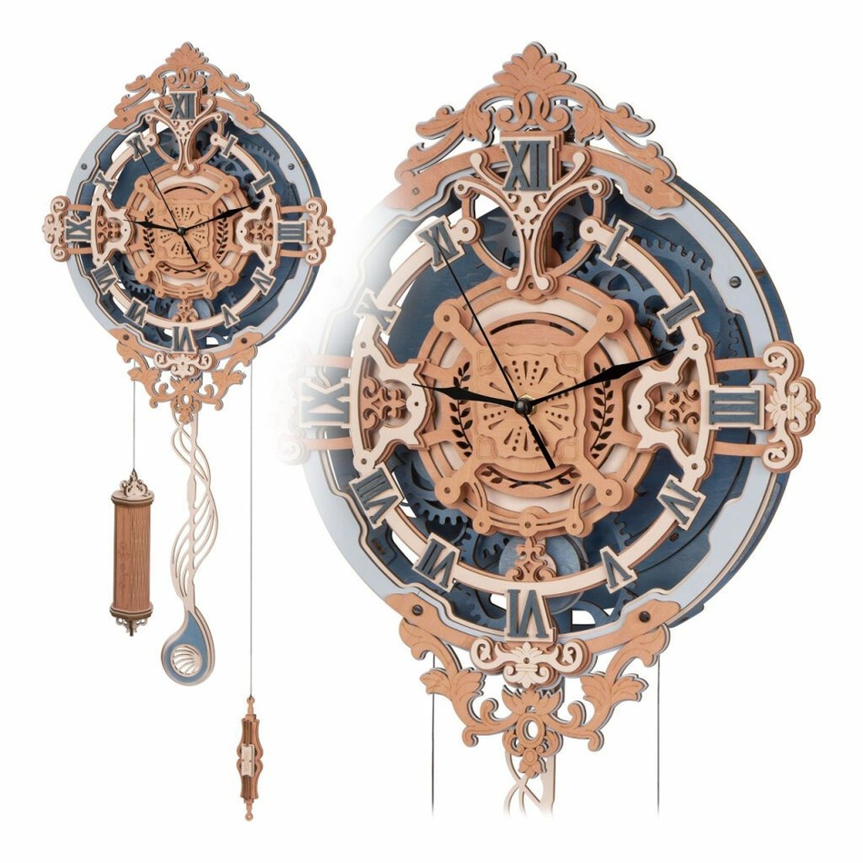 RoboTime 3D drevené mechanické puzzle Nástenné hodiny RoboTime 3D drevené mechanické puzzle Nástenné hodiny