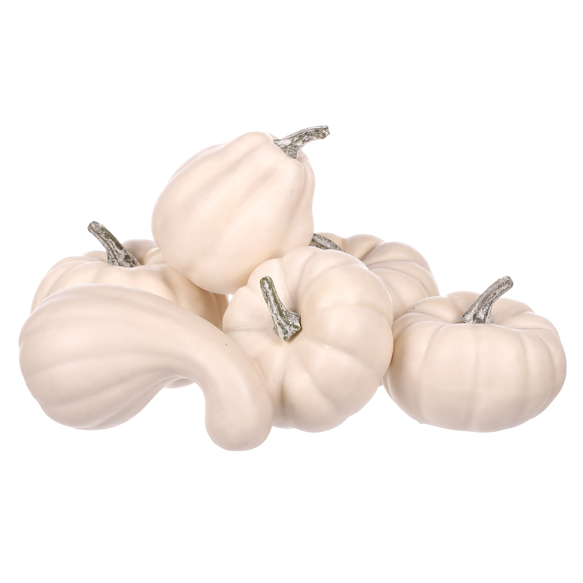 Sada bielych dekoračných tekvičiek