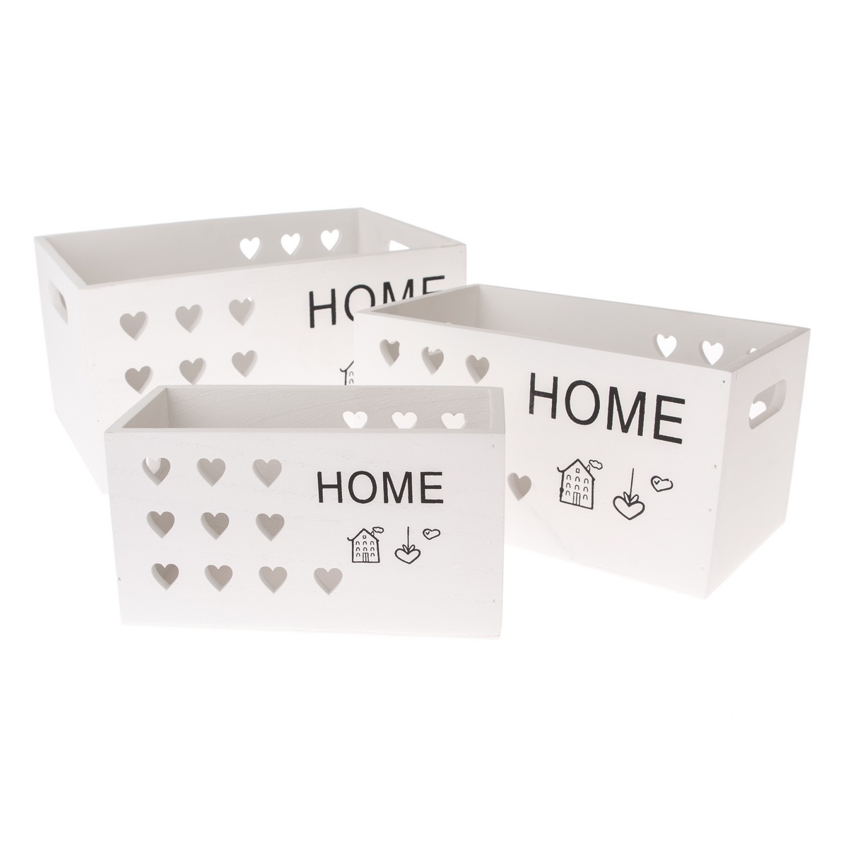 Sada drevených debničiek Home