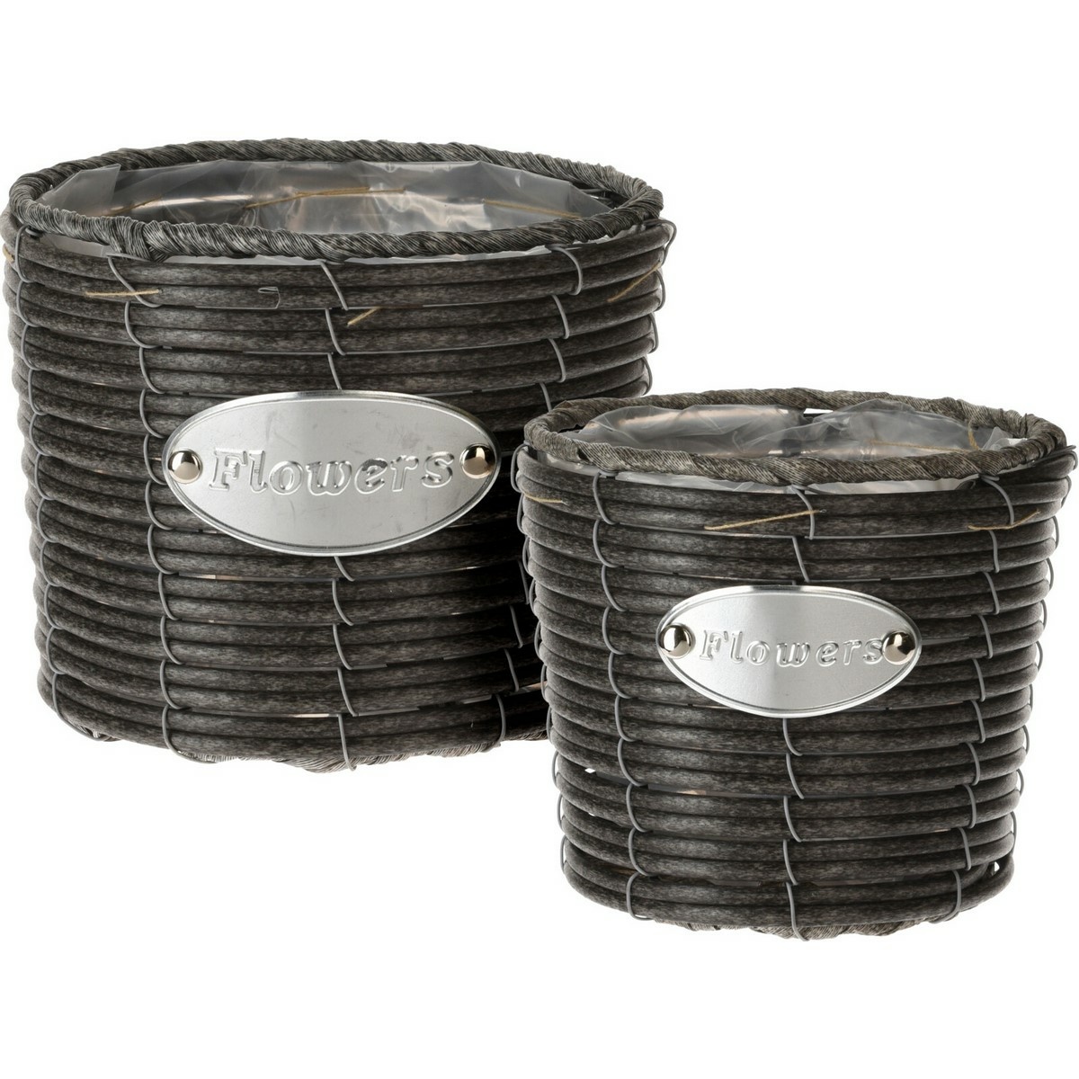 Sada kónických obalov na kvetináče Flowers antracit