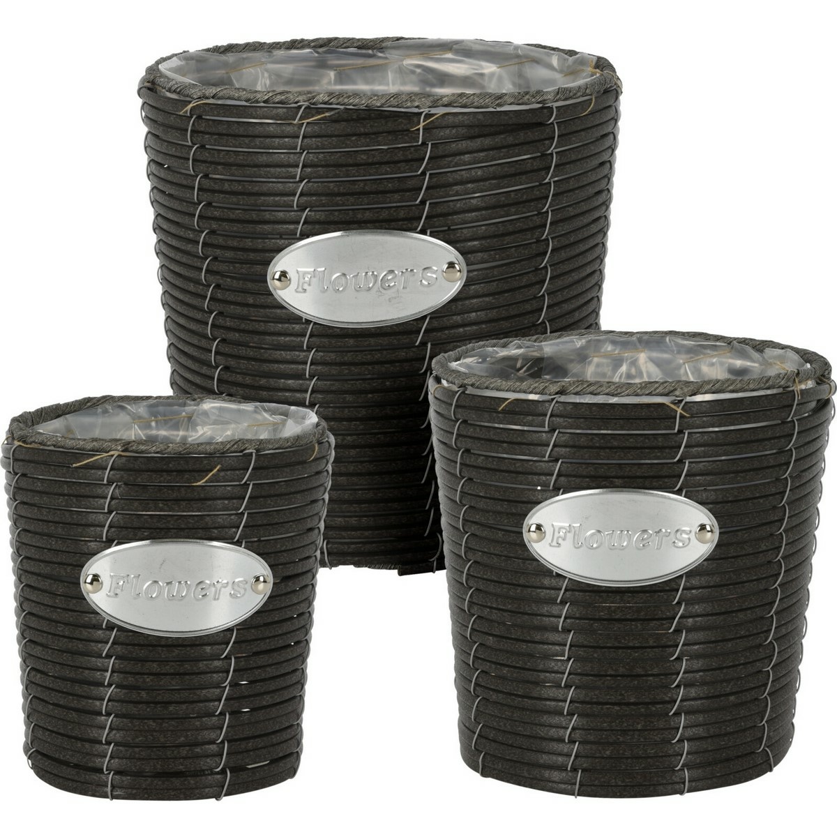 Sada kónických obalov na kvetináče Flowers antracit