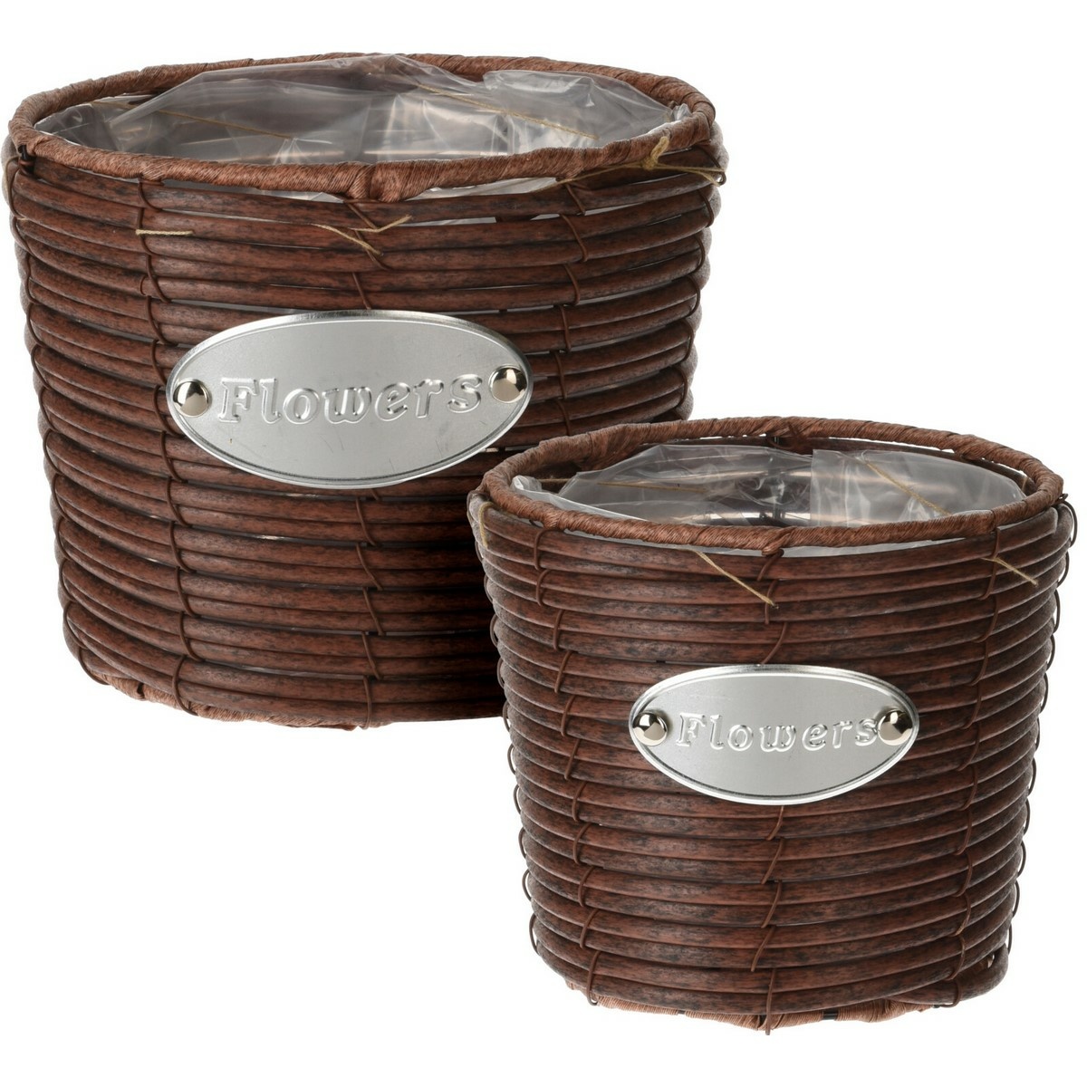 Sada kónických obalov na kvetináče Flowers hnedá