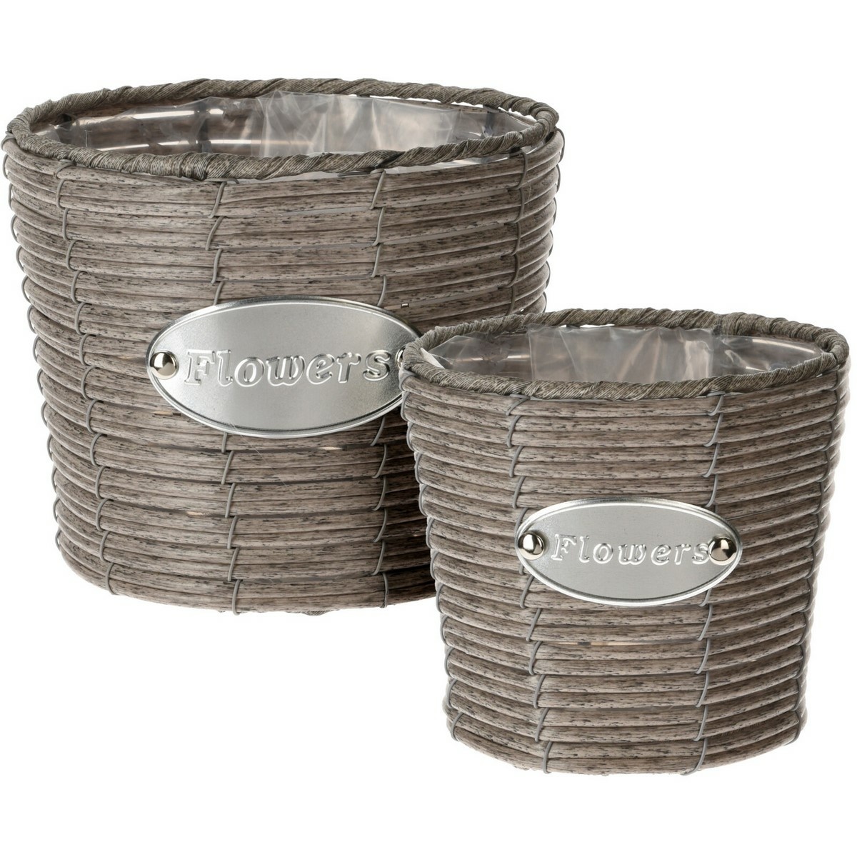 Sada kónických obalov na kvetináče Flowers taupe