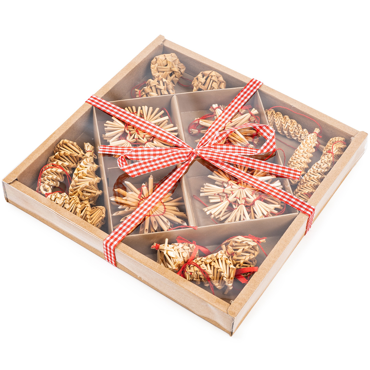 Sada slamených ozdôb so zvončekmi