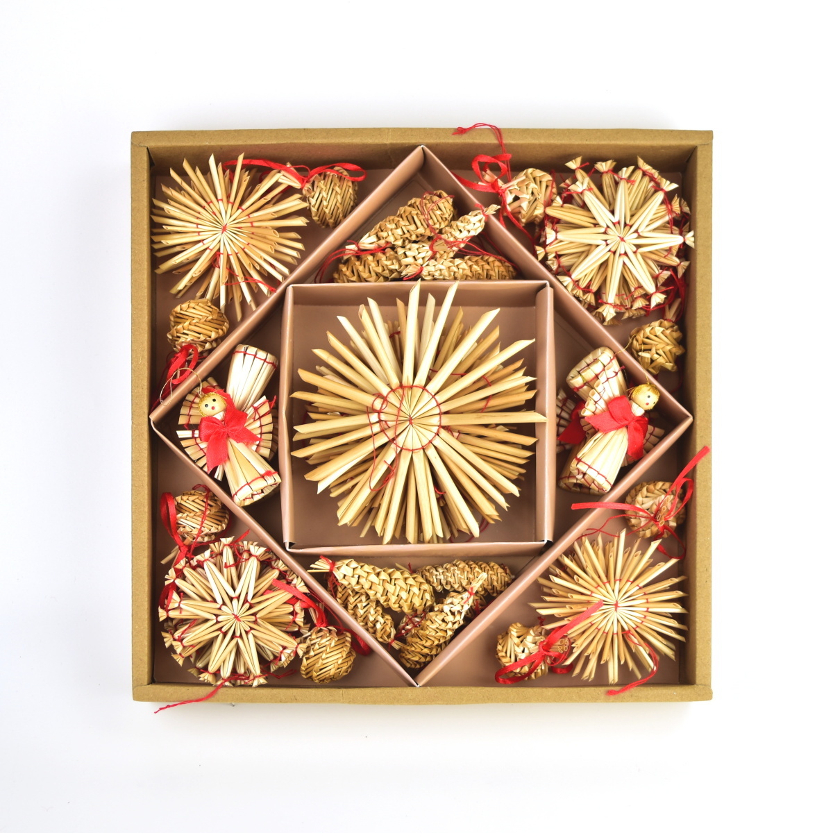 Sada vianočných slamených ozdôb