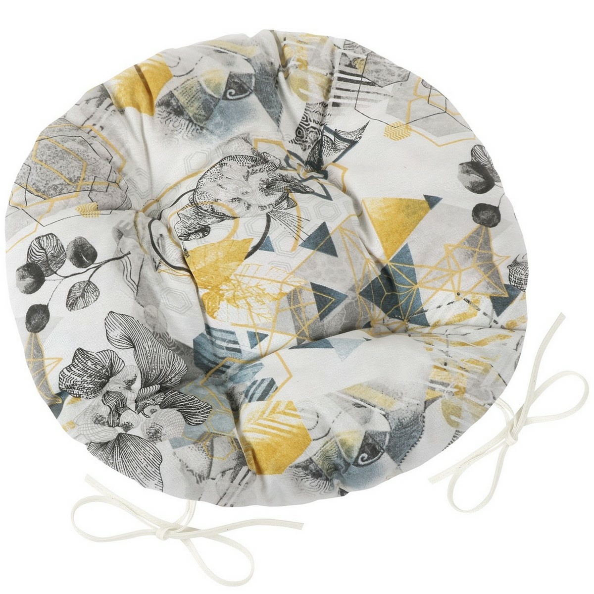 Bellatex Sedák EMA okrúhly prešívaný Trojuholníky sivá