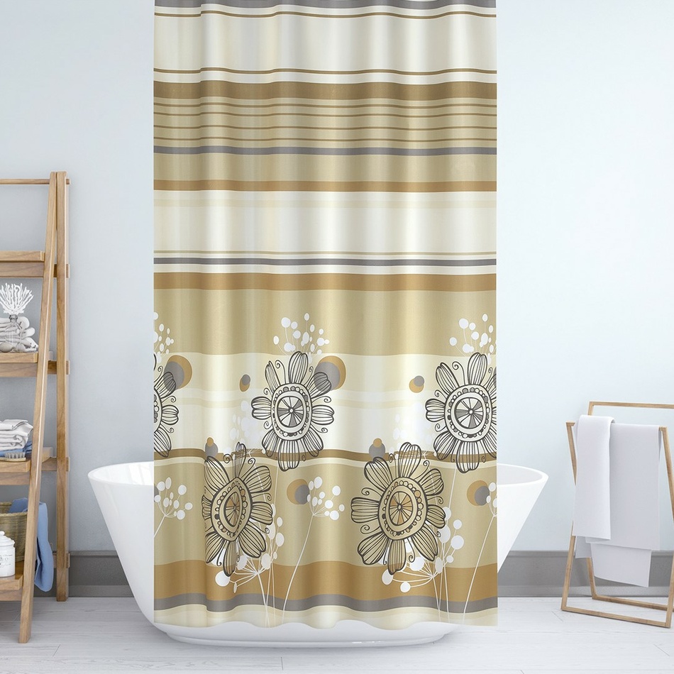 Bellatex Sprchový záves Kvety béžová Bellatex Sprchový záves Kvety béžová