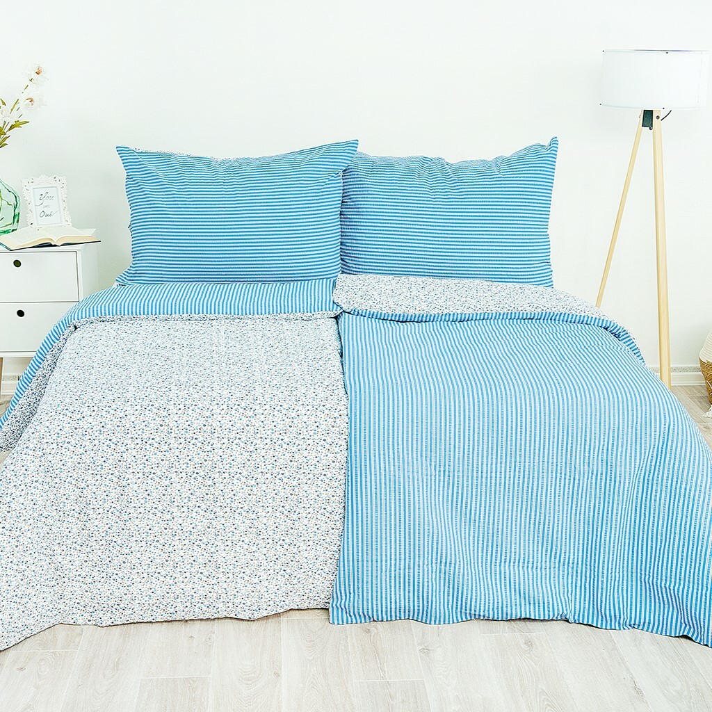 Stanex Bavlnené obliečky Kvietok-pruh modrá Stanex Bavlnené obliečky Kvietok-pruh modrá