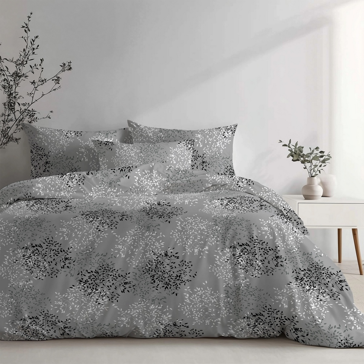 Stanex Krepové obliečky Vetvičky sivá Stanex Krepové obliečky Vetvičky sivá