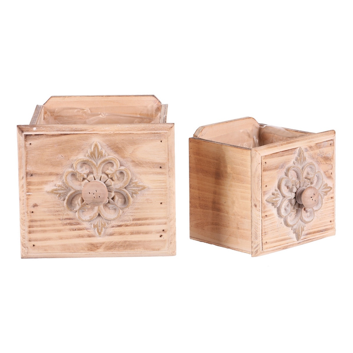 Súprava obalov na kvetináče Drevená zásuvka 2 ks