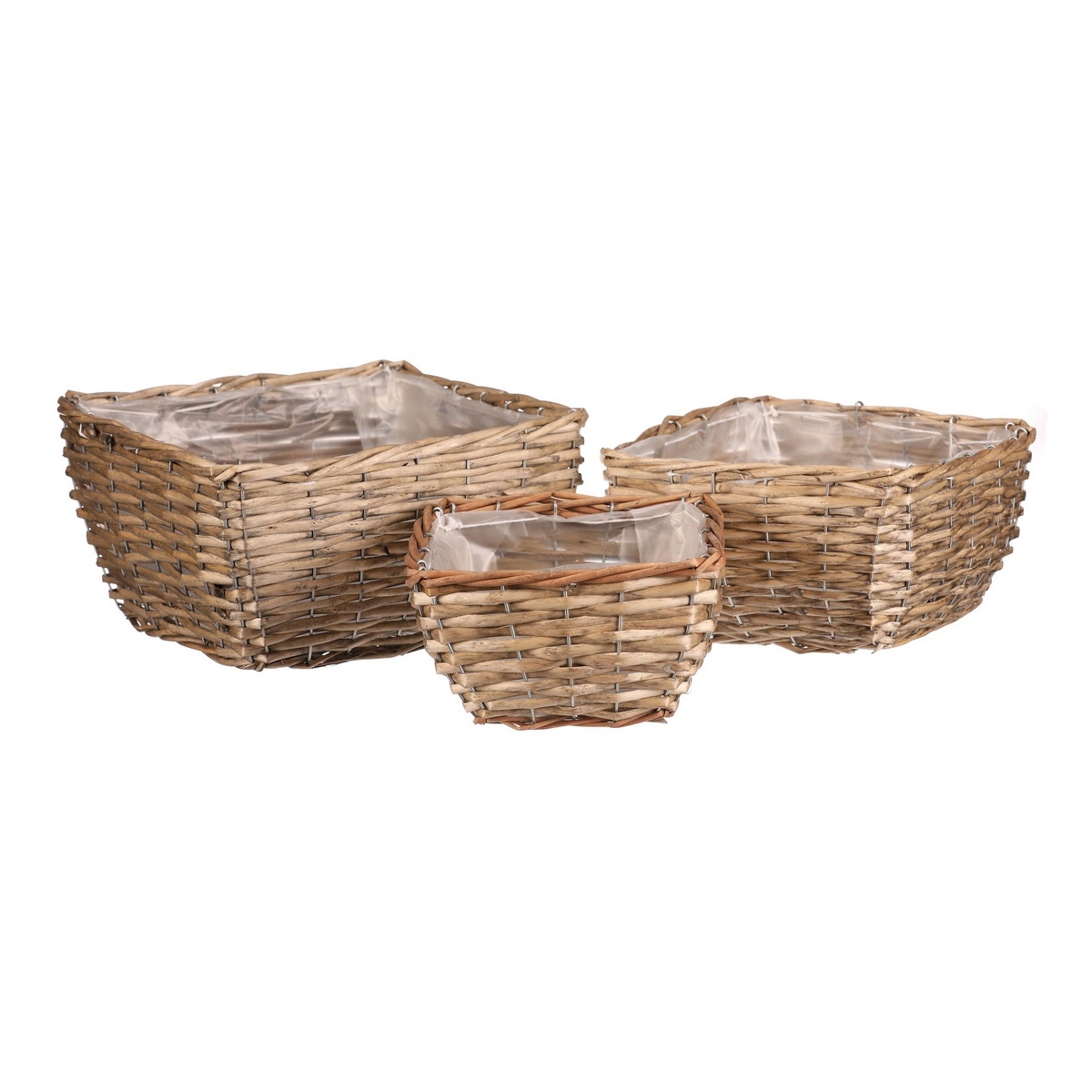 Súprava prútených obalov na kvetináče Authume 3 ks Súprava prútených obalov na kvetináče Authume 3 ks