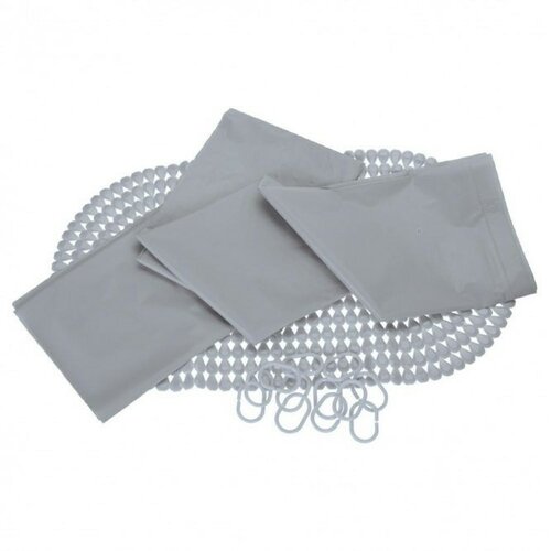 Súprava sprchového závesu a kúpeľňovej predložky sivá Súprava sprchového závesu a kúpeľňovej predložky sivá