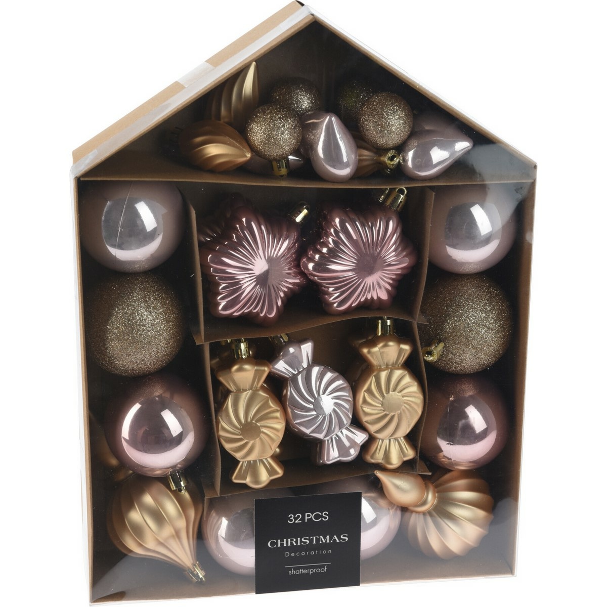 Súprava vianočných ozdôb Festive ružová/zlatá