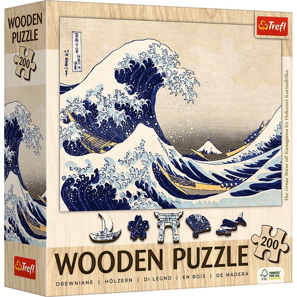 Trefl Drevené puzzle 200 - Veľká vlna pri pobreží Kanagawy - Hokusai Katsushika Trefl Drevené puzzle 200 - Veľká vlna pri pobreží Kanagawy - Hokusai Katsushika