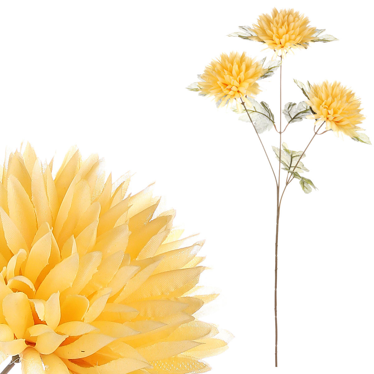 Umelá kvetina Chryzantéma 3 kvety žltá
