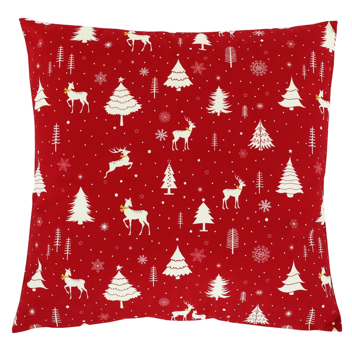 Vankúš zamatový s výplňou - červený vianočný