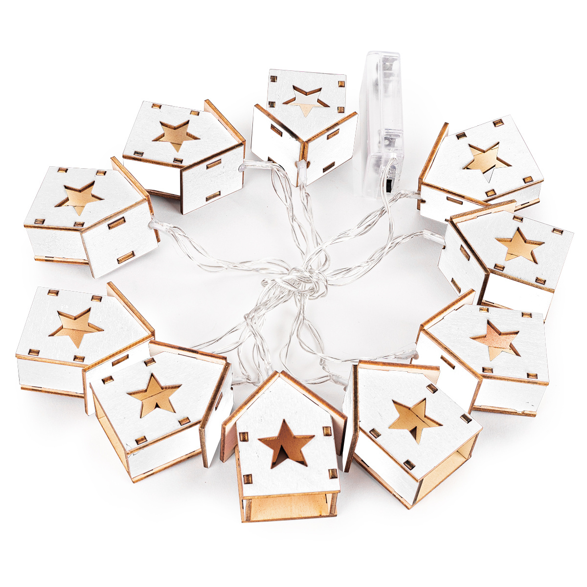 Vianočná LED dekorácia Domčeky s hviezdou biela Vianočná LED dekorácia Domčeky s hviezdou biela