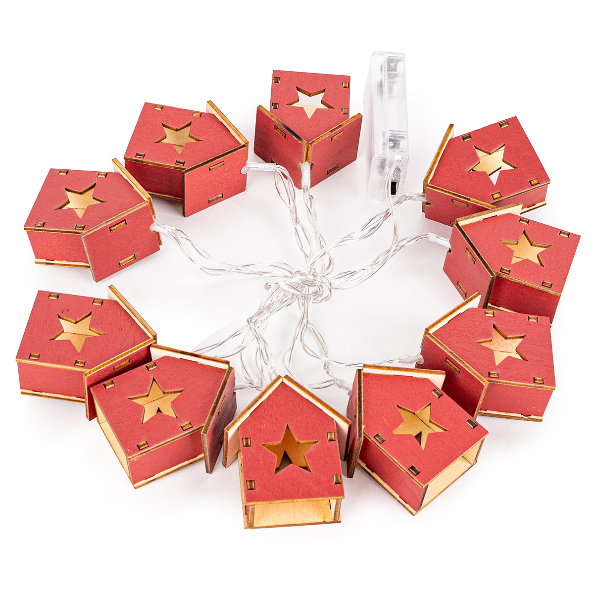 Vianočná LED dekorácia Domčeky s hviezdou červená Vianočná LED dekorácia Domčeky s hviezdou červená