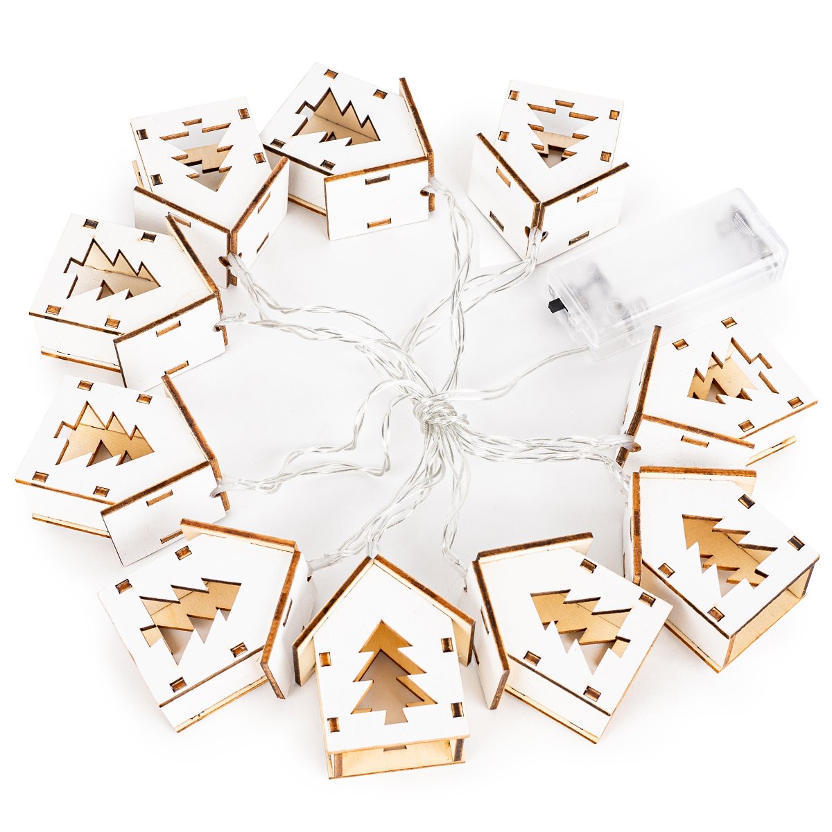 Vianočná LED dekorácia Domčeky so stromčekom biela Vianočná LED dekorácia Domčeky so stromčekom biela