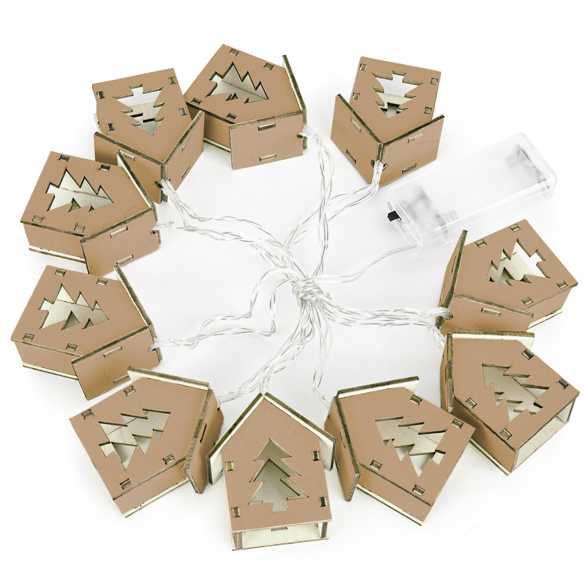 Vianočná LED dekorácia Domčeky so stromčekom hnedá Vianočná LED dekorácia Domčeky so stromčekom hnedá