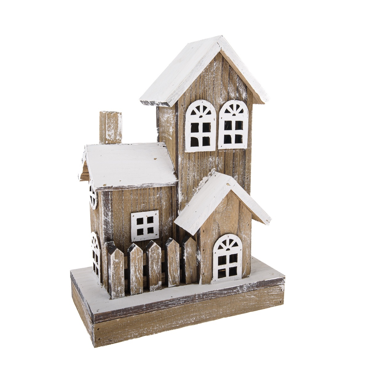 Vianočná LED dekoráciá Drevený zasnežený domček Vianočná LED dekoráciá Drevený zasnežený domček