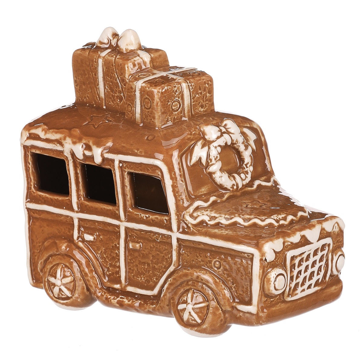 Vianočná dekorácia Perníkové autíčko s LED osvetlením