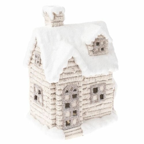 Vianočná dekorácia Zasnežený domček na čajovú sviečku Vianočná dekorácia Zasnežený domček na čajovú sviečku