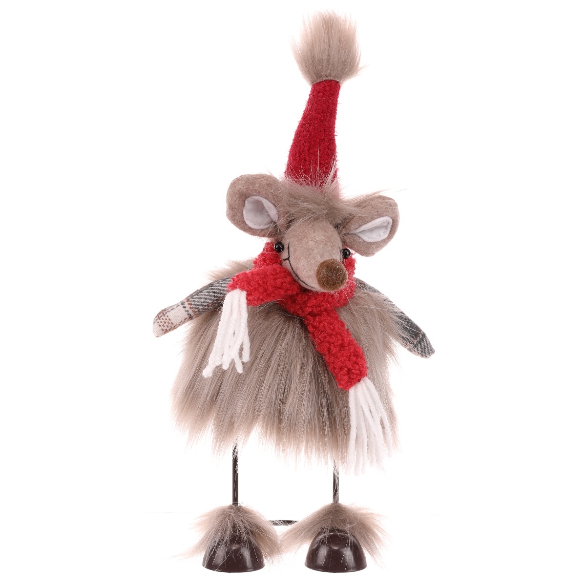 Vianočné dekorácie Myšiak s červeným šálom a čiapkou Vianočné dekorácie Myšiak s červeným šálom a čiapkou