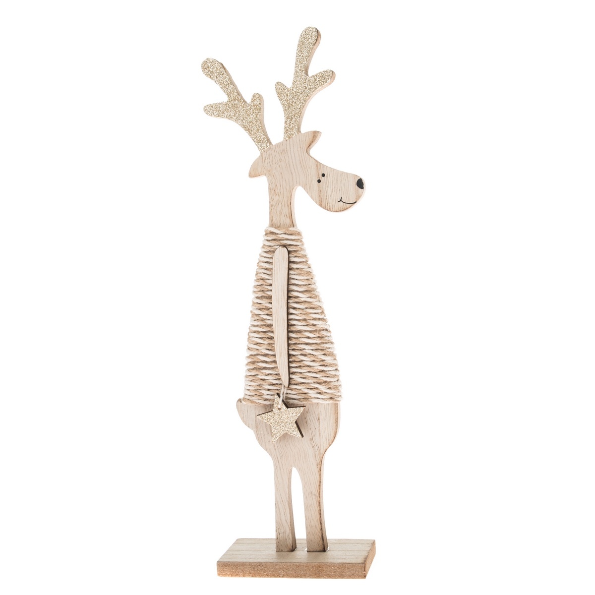 Vianočná drevená dekorácia Sob s hviezdičkou hnedá​