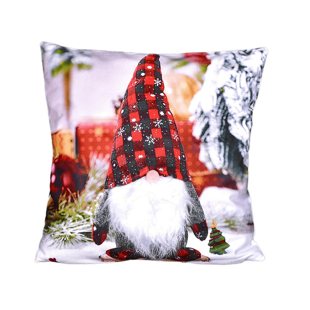Forbyt Vianočná obliečka na vankúšik Škriatok s vločkami Forbyt Vianočná obliečka na vankúšik Škriatok s vločkami