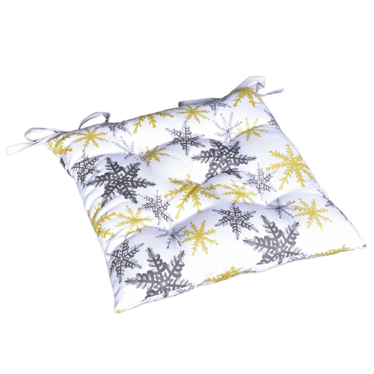 Forbyt Vianočný Prešívaný sedák na stoličku Vločky sivá/zlatá