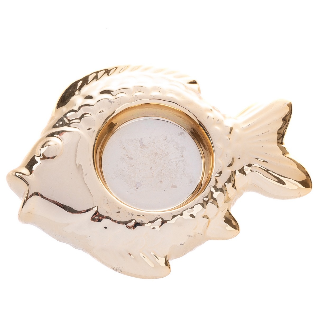 Vianočný keramický svietnik na čajovú sviečku Ryba zlatá