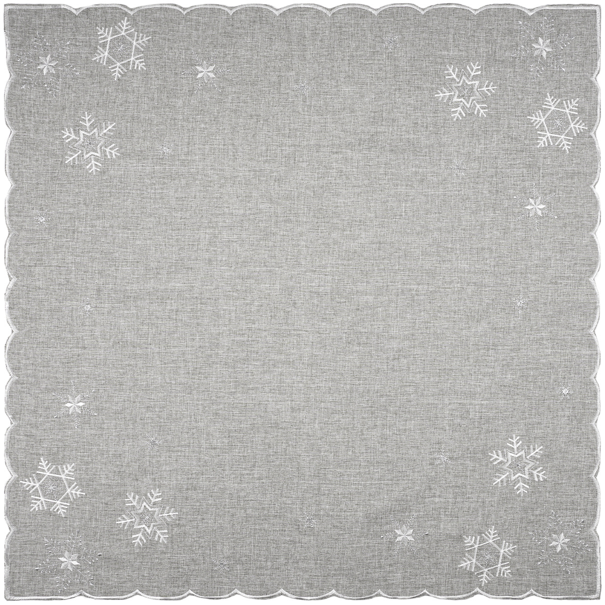 Forbyt Vianočný obrus Vločky sivá