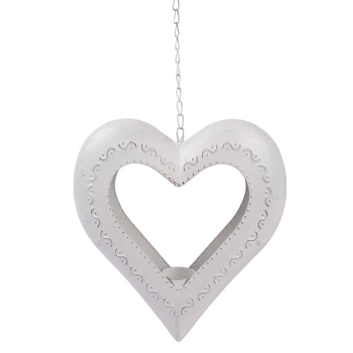 Závesná kovová dekorácia na čajovoú sviečku Srdce