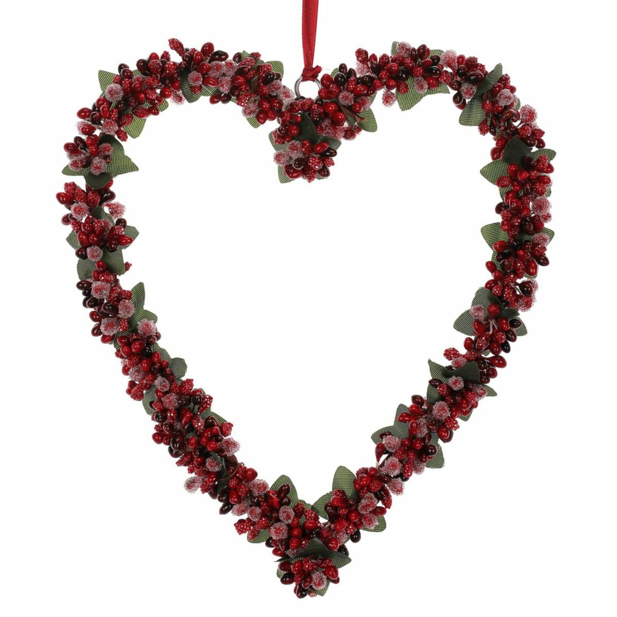 Závesná zimná dekorácia Srdiečko s bobuľami II