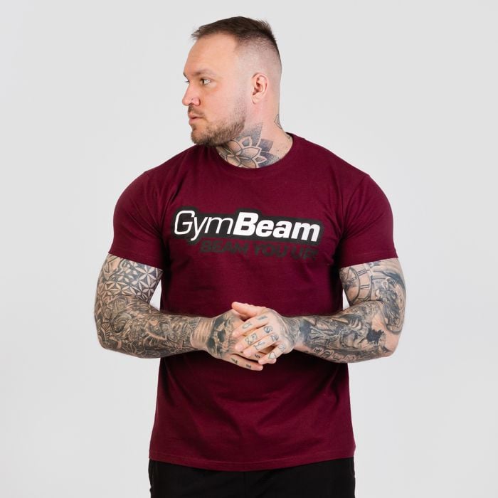 GymBeam Tričko Beam Burgundy  SS