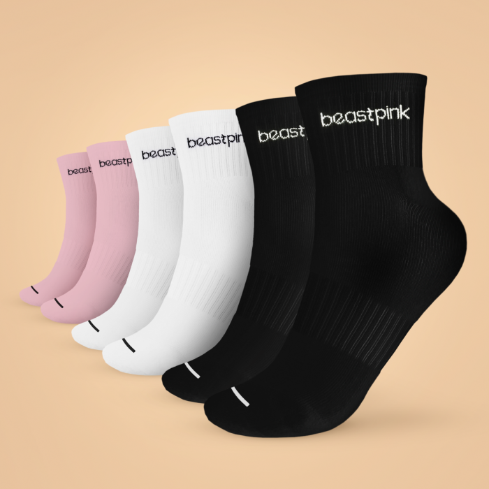 BeastPink Ponožky Midhigh Socks 3Pack White Black Pink SS BeastPink Ponožky Midhigh Socks 3Pack White Black Pink SS