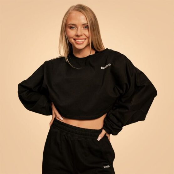 BeastPink Dámska mikina Cropped Bliss Black  XLXL