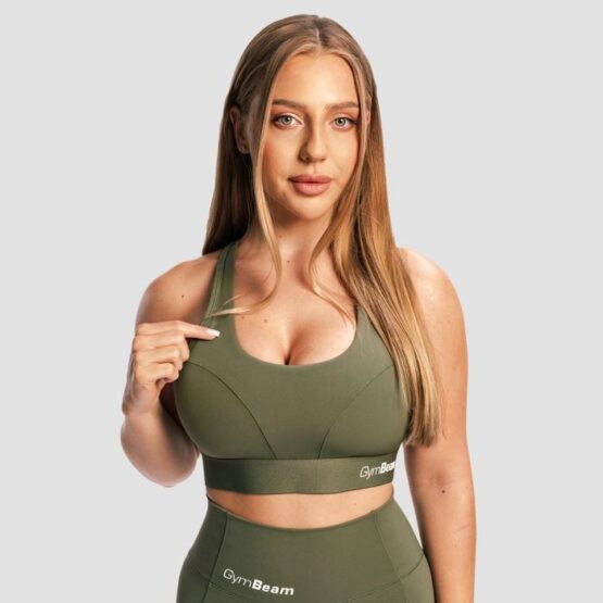 GymBeam Športová podprsenka Combat Olive Grey  XS