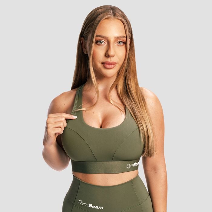 GymBeam Športová podprsenka Combat Olive Grey  XL