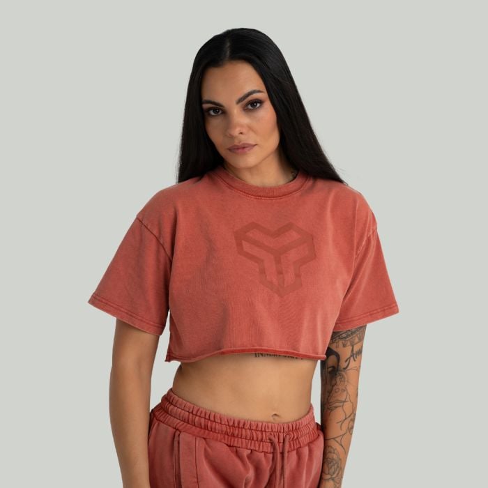 STRIX Dámske tričko CropTop Washed Terra XSXS STRIX Dámske tričko CropTop Washed Terra XSXS