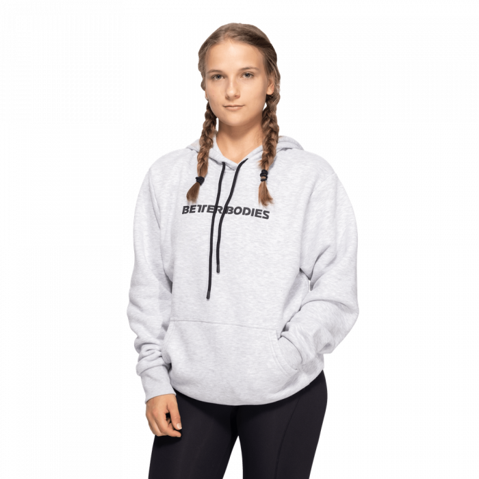 Better Bodies Hoodie Logo Light Grey Melange  L