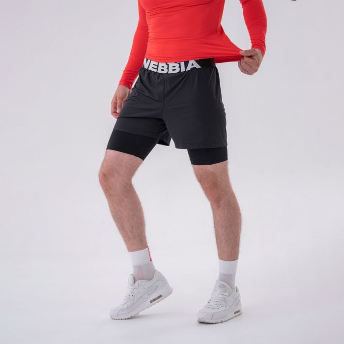 NEBBIA Pánske šortky Double-Layer Black XXL NEBBIA Pánske šortky Double-Layer Black XXL