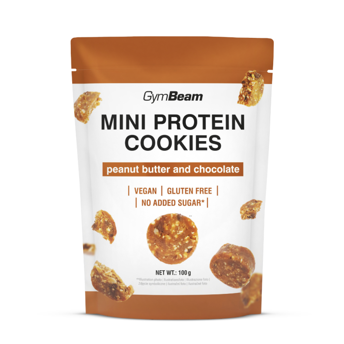 GymBeam Mini Protein Cookies 20 x 100 g arašidové maslo a slaný karamel