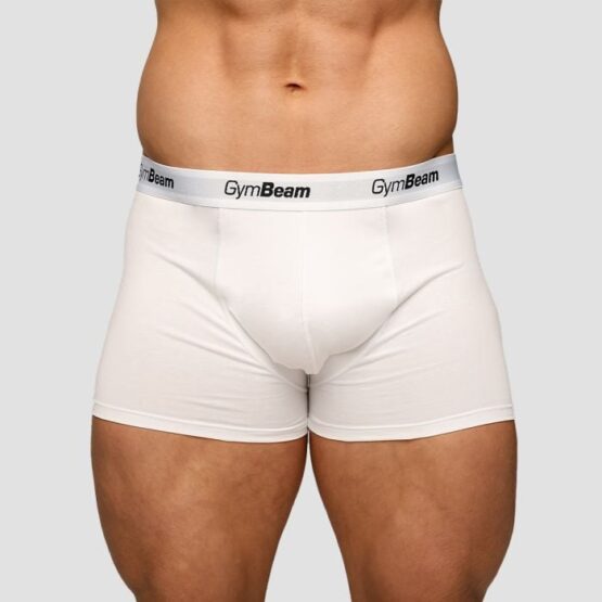 GymBeam Pánske boxerky Essentials 3Pack White  XLXL