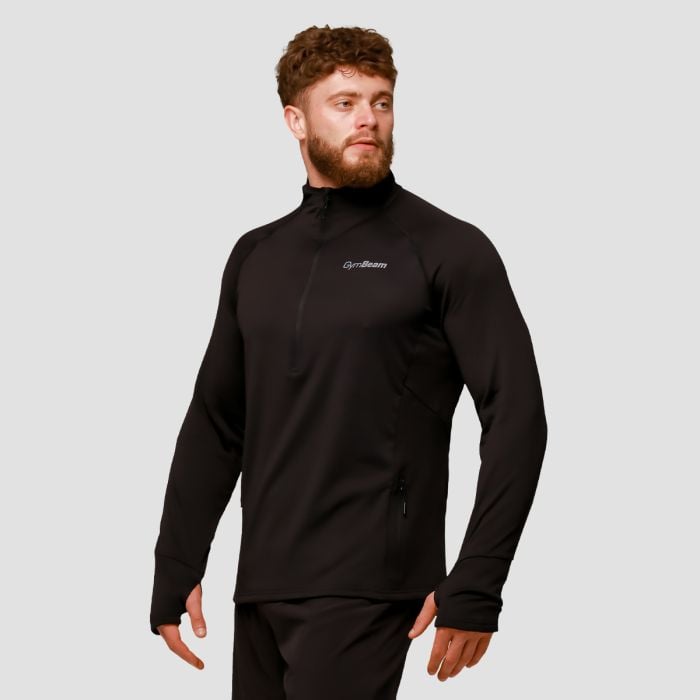 GymBeam Bežecká mikina 1/2 Zip Pulse Black  SS GymBeam Bežecká mikina 1/2 Zip Pulse Black  SS