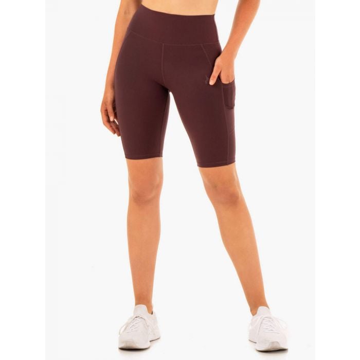 Ryderwear Dámske biker šortky s vreckami Reset High Waisted Chocolate  XS