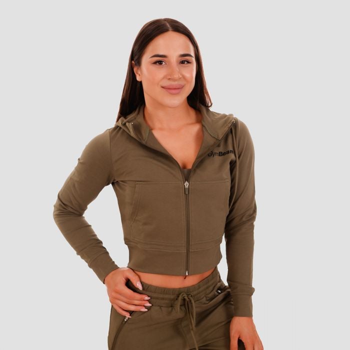 GymBeam Dámska mikina Zip-up TRN olive SS GymBeam Dámska mikina Zip-up TRN olive SS