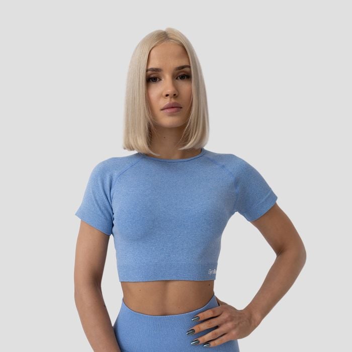 GymBeam Dámske tričko FLO Crop-Top Blue LL GymBeam Dámske tričko FLO Crop-Top Blue LL