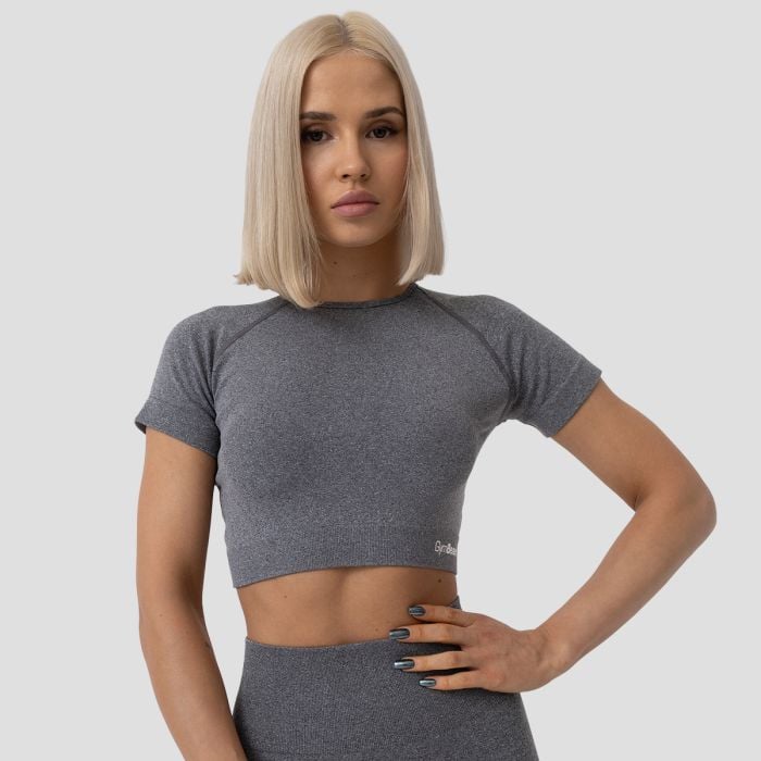 GymBeam Dámske tričko FLO Crop-Top Grey MM GymBeam Dámske tričko FLO Crop-Top Grey MM
